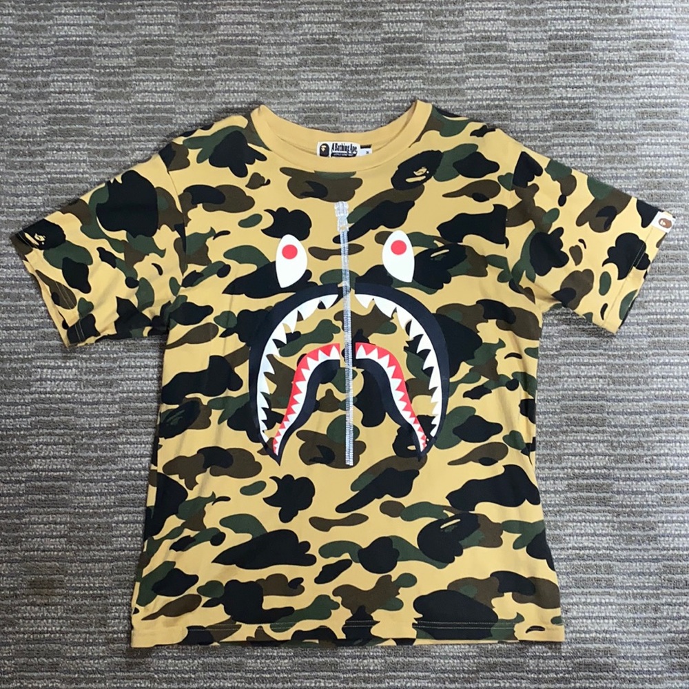 Bape 1st Camo Shark Tee Yellow/Camo